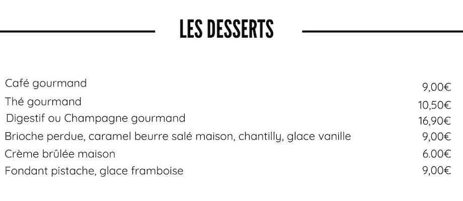 Les desserts