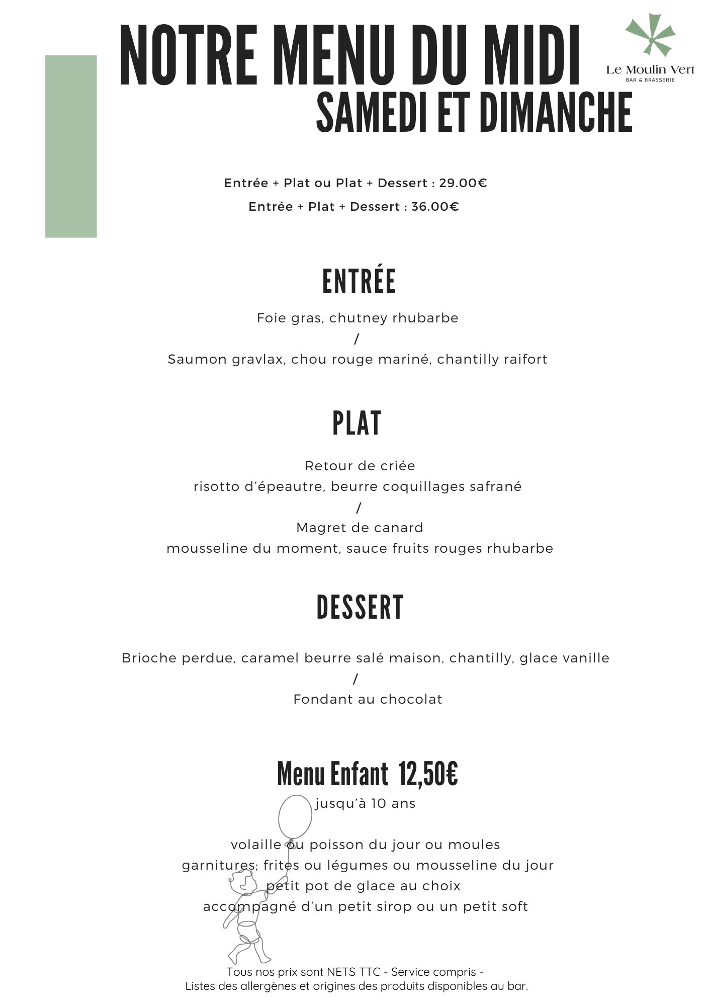 menu samedi et dimanche<br />
